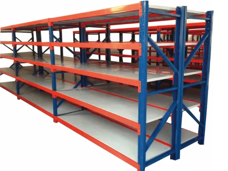 An image showing 4 tier heavy duty storage racks and shelving for reference